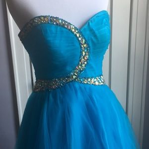 Turquoise prom dress with sequins